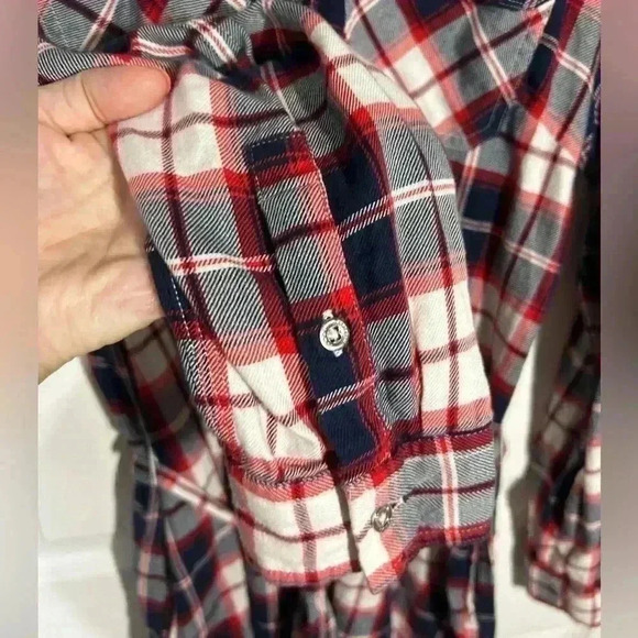Tommy Hilfiger Denim plaid/flannel like dress Size Medium Blue/Red/White. Belted - Picture 4 of 13